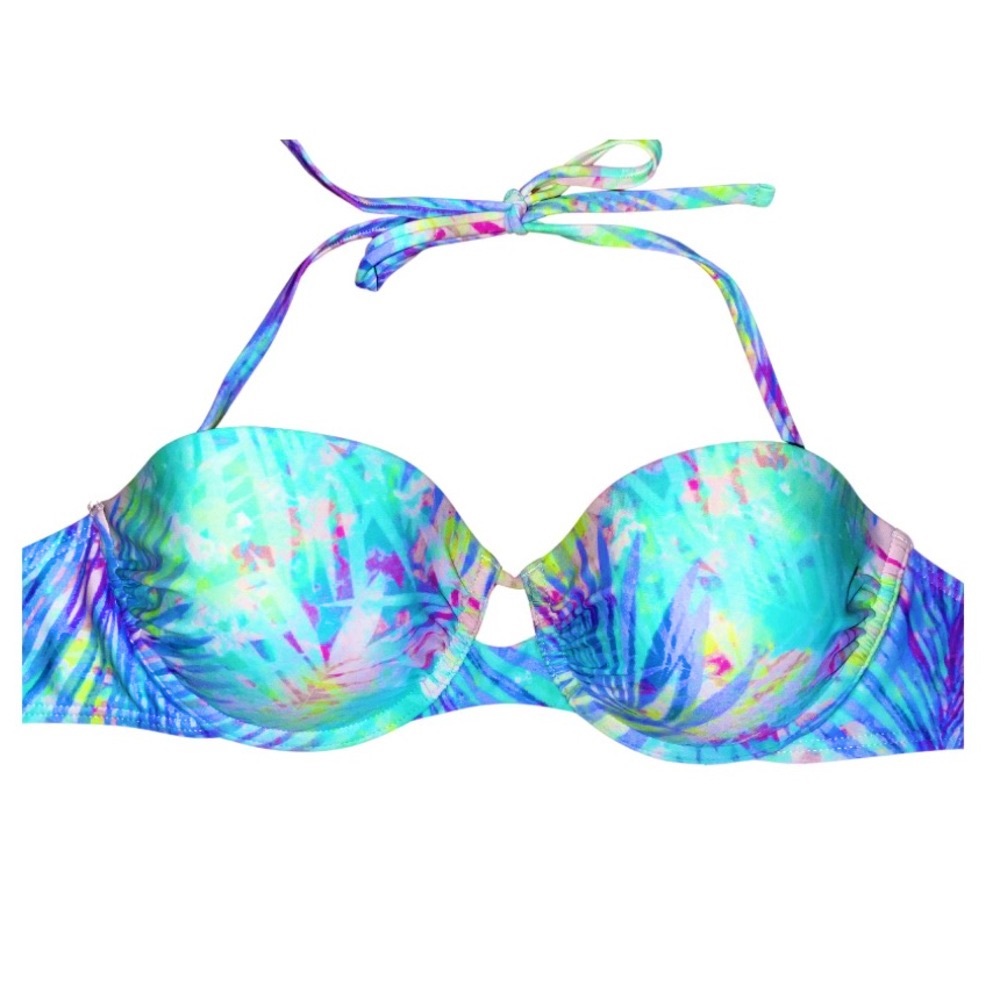 multicolor neon padded bralette bikini top | xhileration | size large